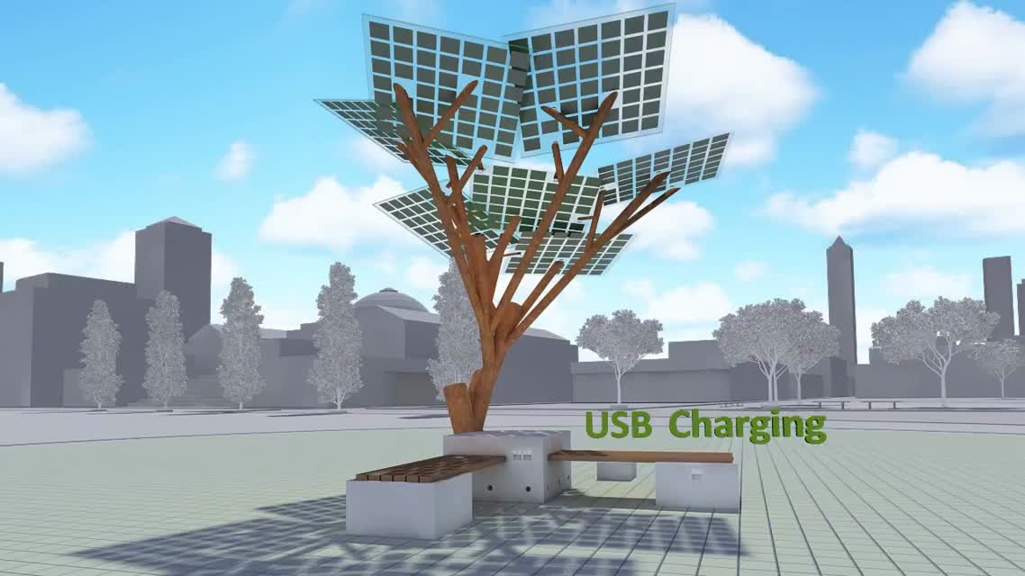 eTree: дерево с солнечными панелями, которое зарядит ваш смартфон