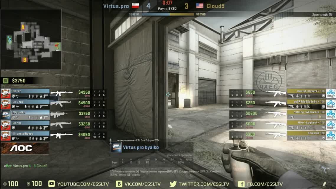 Virtus pro vs Cloud9, CaseKing Final map 2 cache