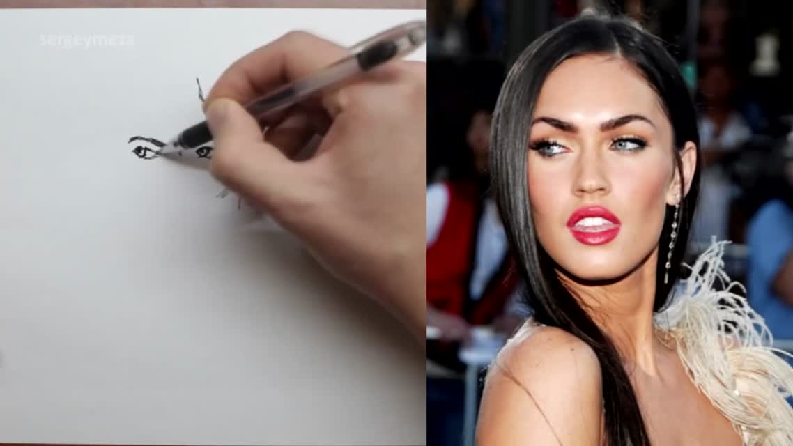 Megan Fox easy drawing - Tutorial